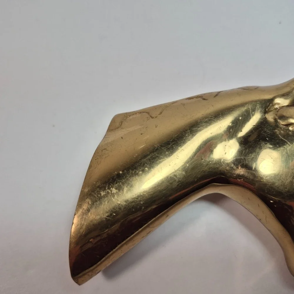 Vintage Brass Horse Head Wall Farmhouse Barn Equestrian Leash Coat Hanger 3D